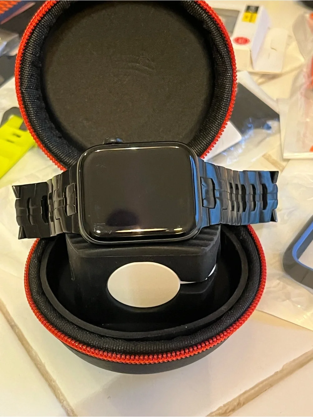 Apple Watch SE 44MM Aluminum Case, Ion X glass, GPS, LTE, WR-50m, Charging Case+